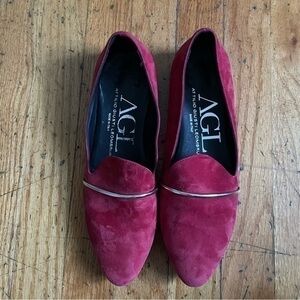AGL Red Leather Flats Size 7.5